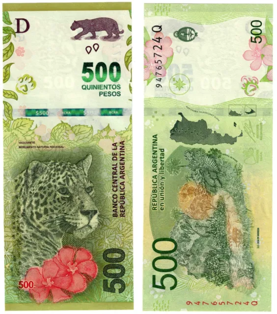 2022 Argentina P365 500 Pesos Banknote UNC new series Q Jaguar