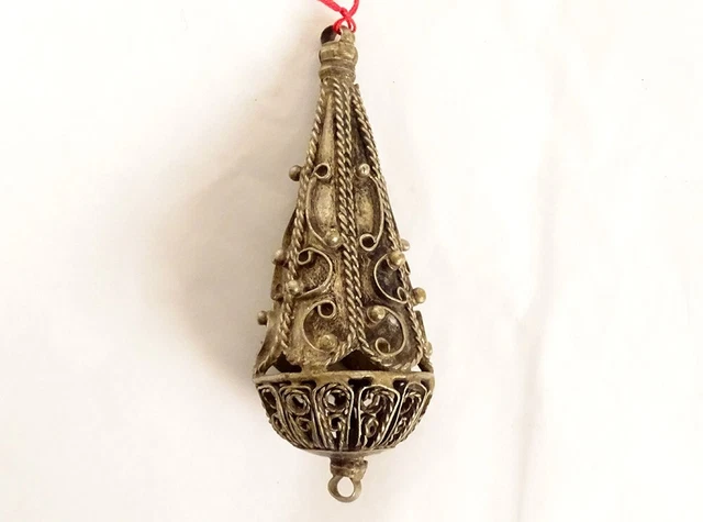 Collier Pendentif Yéménite En Argent Massif Orné D'un Hirz - Poids 66.8g, Occasion