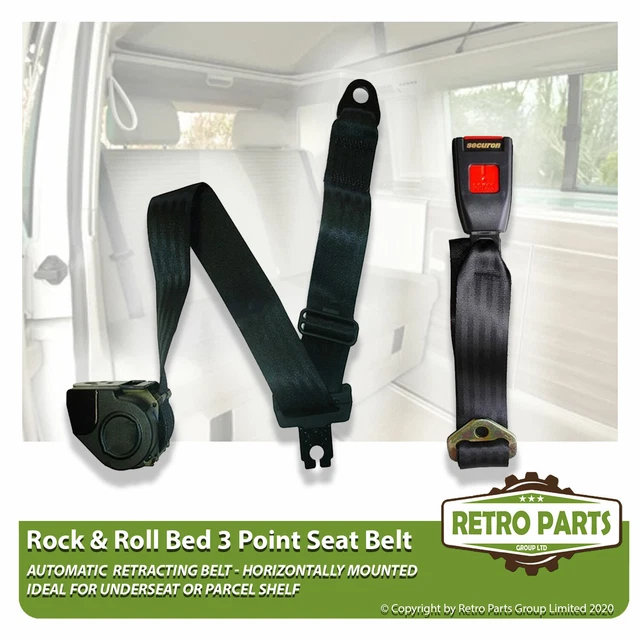 ROCK & ROLL Bed 3 Point Inertia Seat Belt Kit Black for VW Transporter