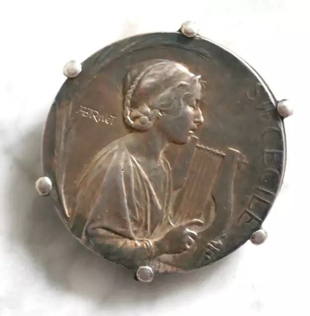 Medaille En Bronze Argente Montee En Broche