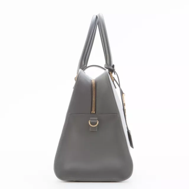 Saint Laurent Monogramme Cabas Medium Leather Tote, Grey 3