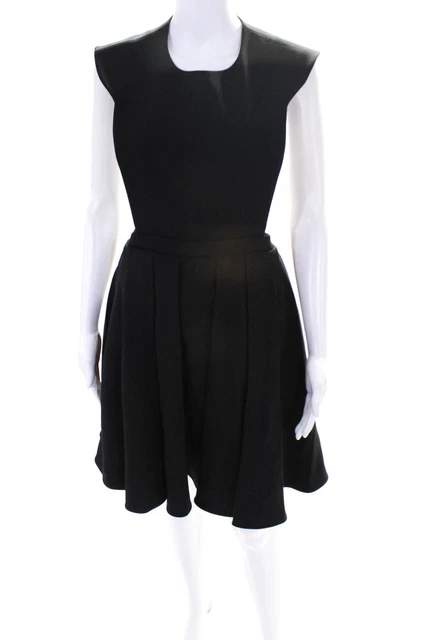 Christian Dior Womens Bib Style Backless Mini A Line Dress Black Size 10