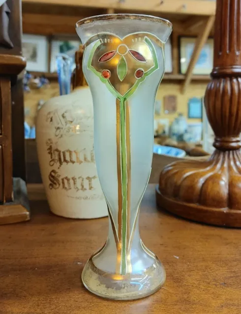 Antique Art Nouveau Vase Glass- Possible Honesdale?