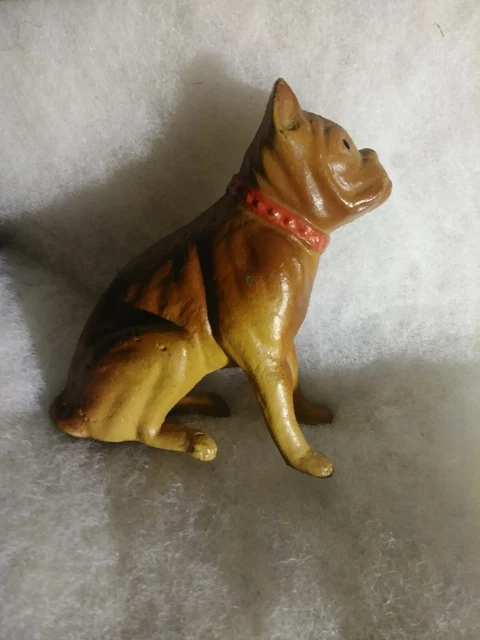 Vintage Cast Iron Coin Bank Boxer Dog Bulldog Original Paint Near Mint