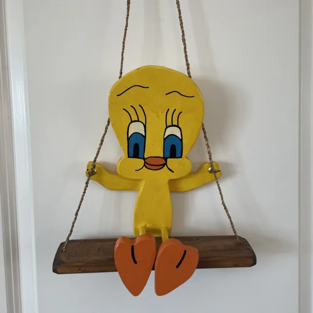 Vintage Tweety Bird On Swing Looney Tunes Cartoon Hanging Decor Handmade