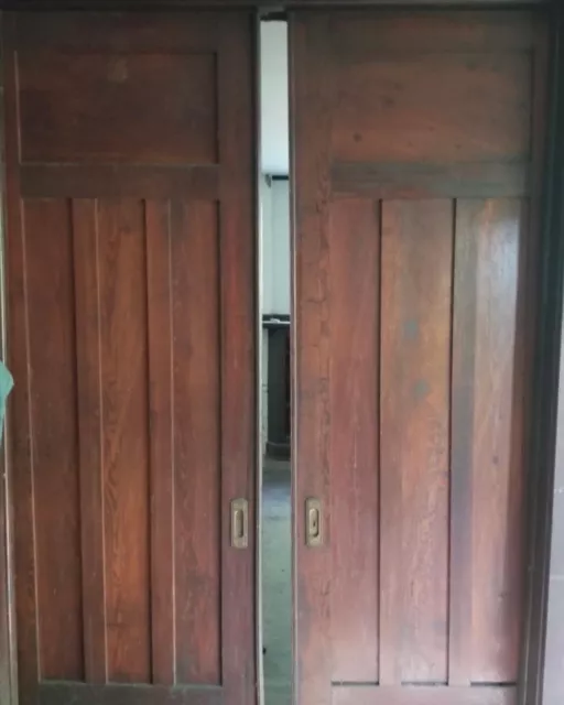 Pair of Vintage Arts and Crafts Pocket Doors