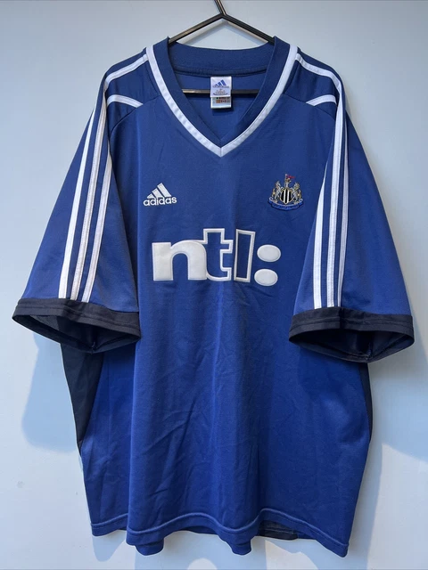 Newcastle United 2001/02 Away Football Shirt Blue NTL Adidas XXL Large Vintage