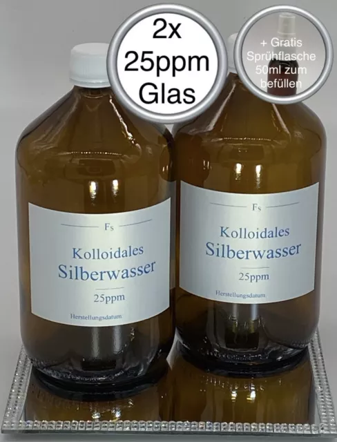 2x kolloidales Silber (Silberwasser) 1000ml, 25ppm, hochrein, hochkonzentriert!!