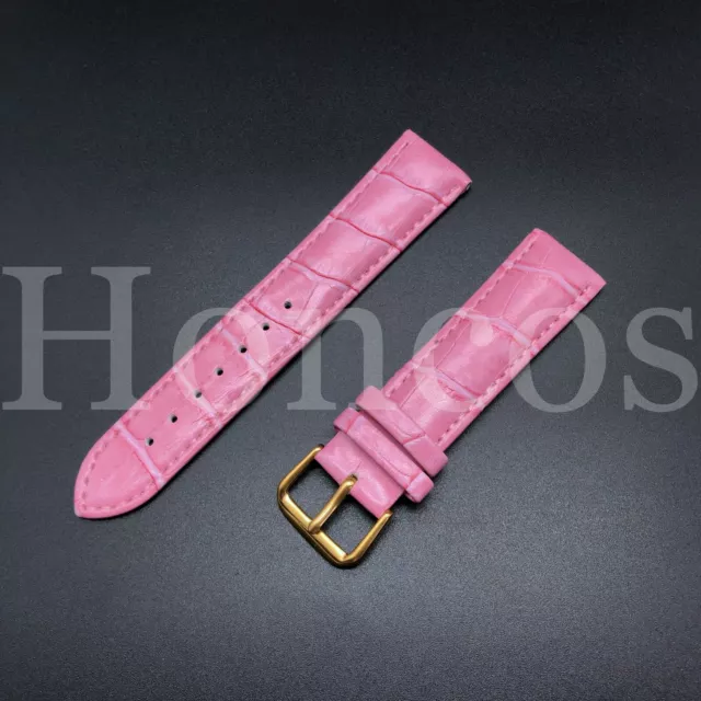 Genuine Leather 18 mm Pink Alligator Watch Band Strap GOLD BUCKLE Fits Michele