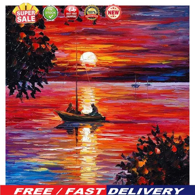 Kit de pintura al óleo Sea Sunset por números hágalo usted mismo pintura acrílica sobre lona sin marco