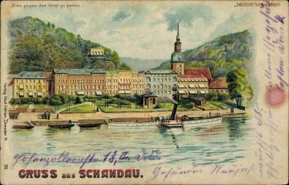 Halt gegen das Licht Litho Bad Schandau an der Elbe, Flusspartie... - 10851967