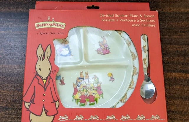 Royal Doulton BunnyKins Baby 2 Piece Melamine Suction Plate & Feeding Spoon 2005