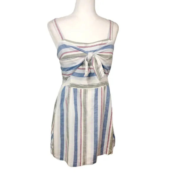 Abercrombie & Fitch Dress Blue Spaghetti Strap Striped Tie Mini Womens Large