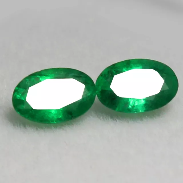 Natural 6x4 mm Oval Pair Certified Colombian Green Emerald Unheated Loose Gems