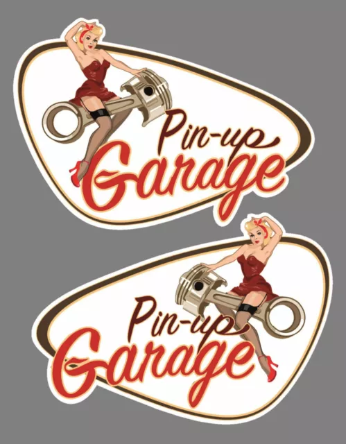 2er Set Retro Aufkleber Pin Up Groß Old School Motorcycles Sticker Vintage #8