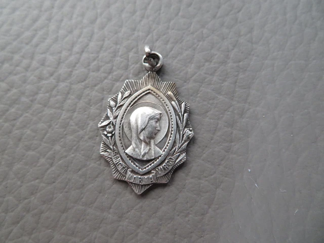 Médaille Saint Béni Émaillée Main 2 Cm – Argent Avec Anneau Cuir Brun Rouge, Made In Italy