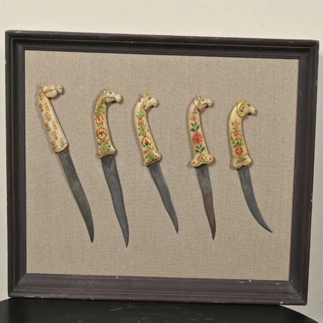 Indian Vintage hand made Dagger, Udaipur Daggers set of 5 pieces, Minakari work