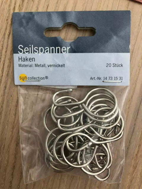 SUN COLLECTION SEILSPANNER Seilhaken Seilspanngarnitur Gardinen 1 Pack 20  Stück EUR 5,99 - PicClick DE
