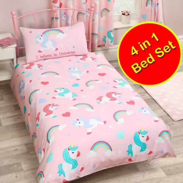 I Believe IN Unicornios Menor Ropa de Cama - Juego Funda Edredón, Almohada - 4 1