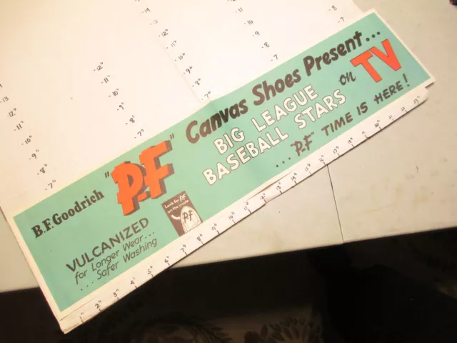 PF FLYER shoes 1950s B.F. Goodrich store display sign TV MLB baseball game