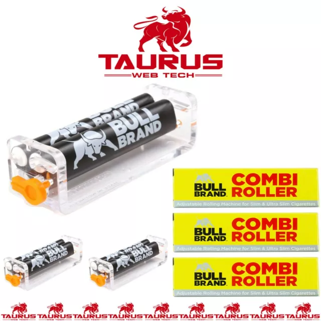 3 x BULL BRAND Slim Ultra Cigarette Roller COMBI Adjust Tobacco Rolling Machine