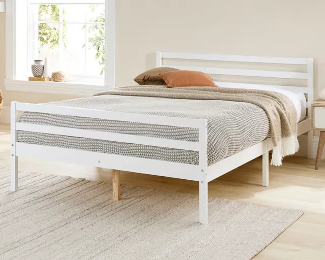 Aspire Beds Alpine Wooden Bed Solid Wood White Bedstead Frame Mattress Options