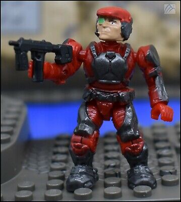 Halo Mega Bloks Unsc Marine Rouge Armure Avec / Smg Mini Figurines 96961 Combat'