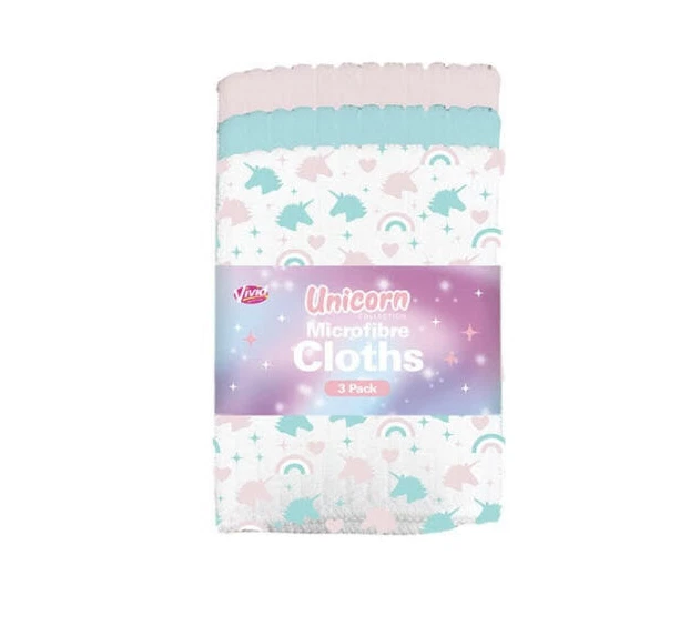 Paños de microfibra Vivid Unicornio blanco/rosa/verde 30 x 30 cm