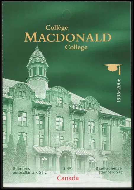 Canada stamps Booklet of 8 , MacDonald College, #2172a BK334 MNH