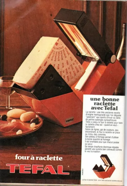 Four à raclette TEFAL => COUPURE DE PRESSE PUBLICITE 1 PAGE 1976 / CLIPPING