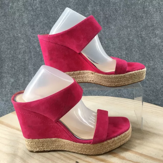 Jessica Simpson Sandals Womens 9 M Two Straps Slide Wedge Espadrille Pink Suede