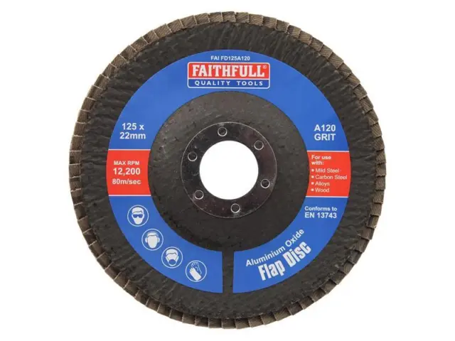 Faithfull Aluminium Oxyde Rabat Disque 125 x 22mm 120 Gravier FAIFD125A120