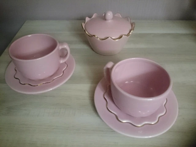 Duo Tasses à Moka Et Sucrier Richard Ginori - Décor Pompéi Vert - Porcelaine Italienne
