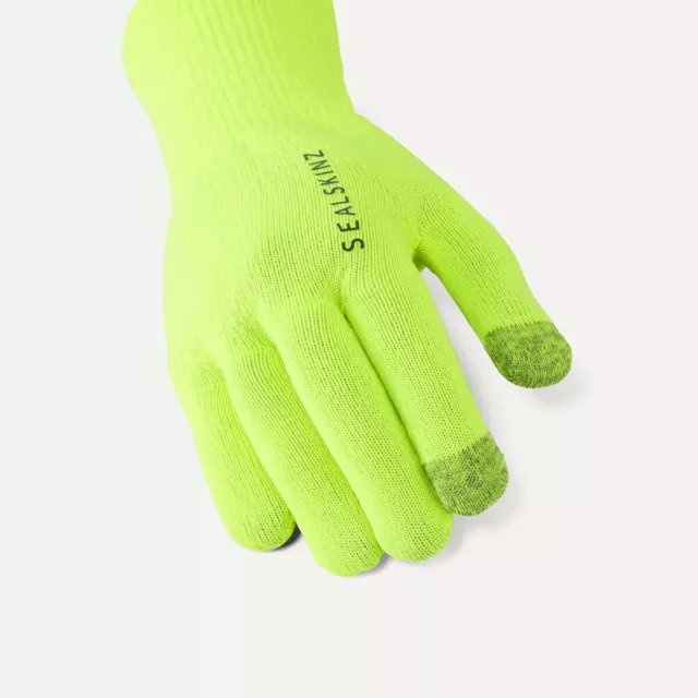 SealSkinz Anmer Waterproof All Weather Ultra Grip Knitted Gloves - Neon Yellow 3