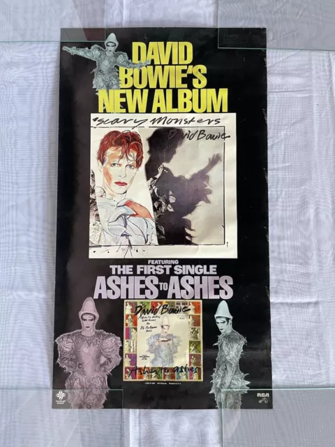 David Bowie Scary Monsters Ashes to Ashes RCA Records Store Promo Poster 1980