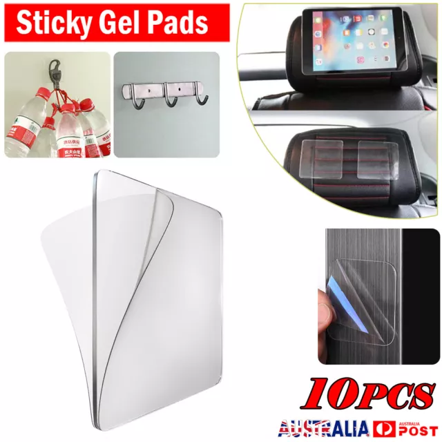 10 Super Sticky Silicone Gel Pads Clear, Anti-Slip Gel Pads Auto Gel  Holders, Durable Washable Cell pad (Transparent)