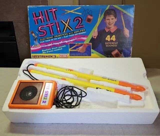 VTG 1989 Nasta Hit Stix 2 Electronic Drumsticks Speaker w/ Box Radio Shack WORKS