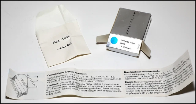 Box, pouch and instructions for Hasselblad # 52132 -2 diopter, BUT NO DIOPTER