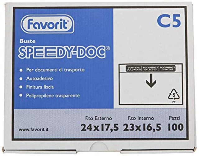 Favorit 100500098 Busta Adesiva per Spedizioni in Polipropilene, Tipologia C5 Fo