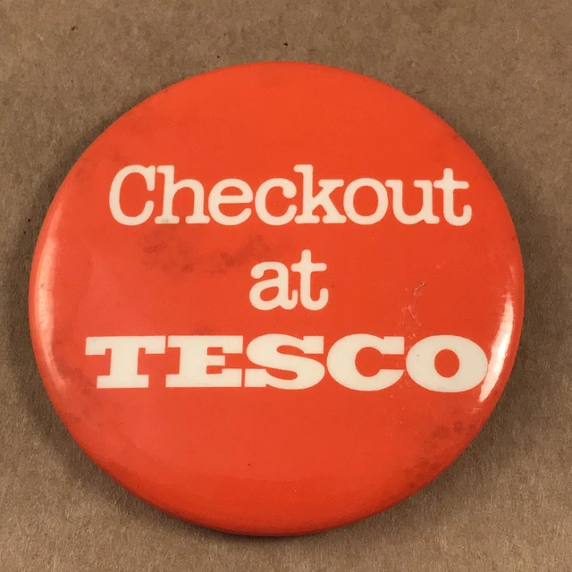 VINTAGE TESCO SUPERMARKET Staff Pin Badge Checkout At Tesco £4.99