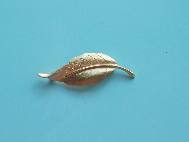 Broche Vintage Feuillage En Alliage Doré Texturé - Bijou Ancien - Occasion (voir Photos)