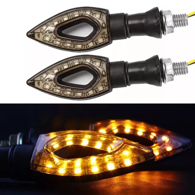 2x MOTO UNIVERSALE 12 LED INDICATORI DIREZIONE SEGNALE FRECCE LUCE AMBRA GIALLA