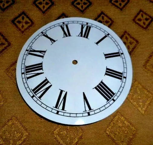 New Clock Dial Face Paper Card  5" Minute Track  White Gloss Roman Mantle Round