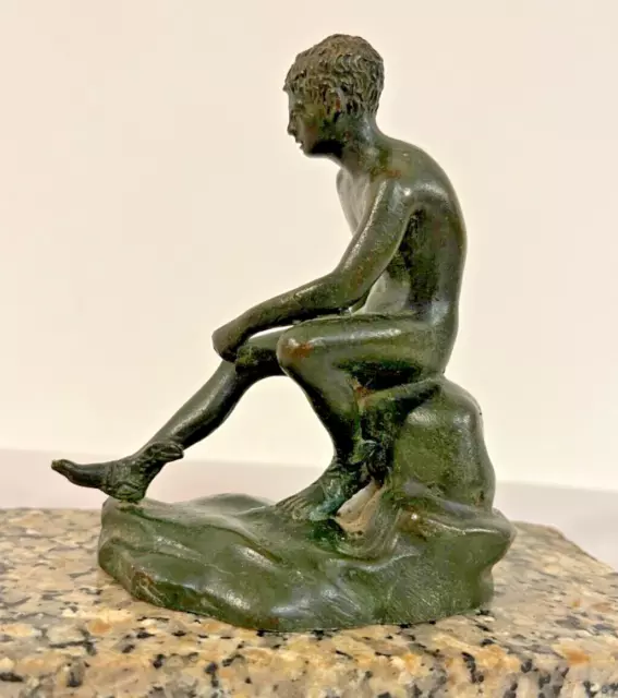 Antique Italian "Grand Tour" Small Bronze Resting Hermes Sculpture ca 1820-1920s 3