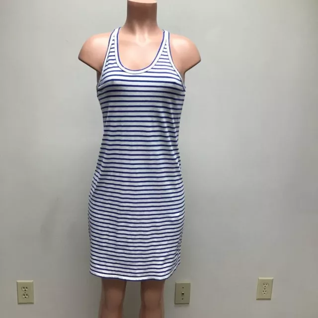 J.Crew Womens Tank Dress Blue White Striped Racerback Scoop Neck 100% Cotton S