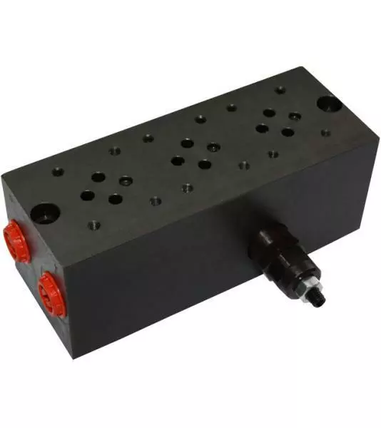 Grundplatte 3-fach NG06 (CETOP 3), Stahl, mit Druckbegrenzungsventil DBV