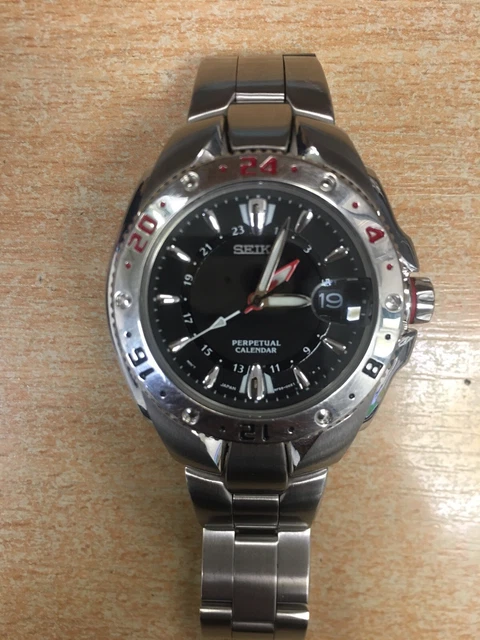 SEIKO GMT PERPETUAL Calendar Quartz Watch 8F56 0020 (Serviced) £ -  PicClick UK