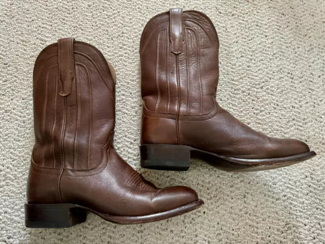 TECOVAS BROWN LEATHER square toe Western cowboy boots, men's size 9D ...