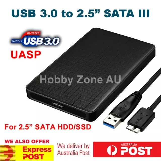 USB 3.0 Hard Drive Disk 2.5" SATA HDD SSD External Slim Enclosure UASP Toolless