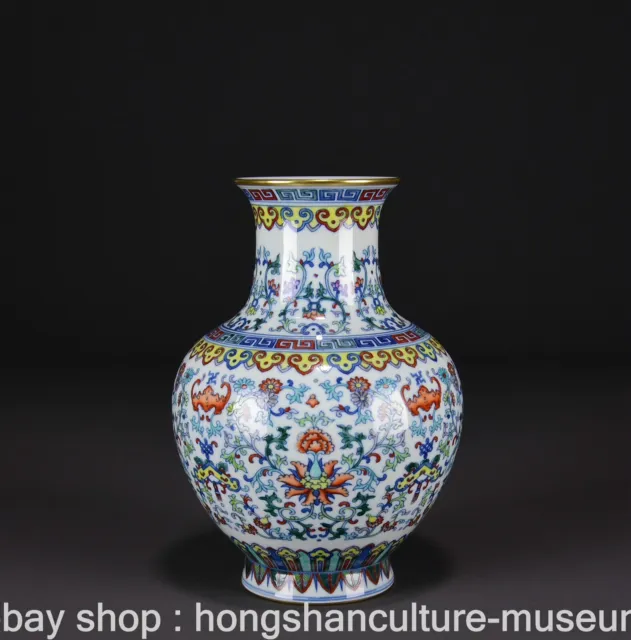 9.2 " Qianlong Marked Old China Doucai Porcelain Palace Flower Bottle Vase